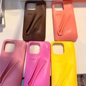 RHODE Silicone Phone Case Set in Brown, Coral, Pink, Hot Pink & Yellow